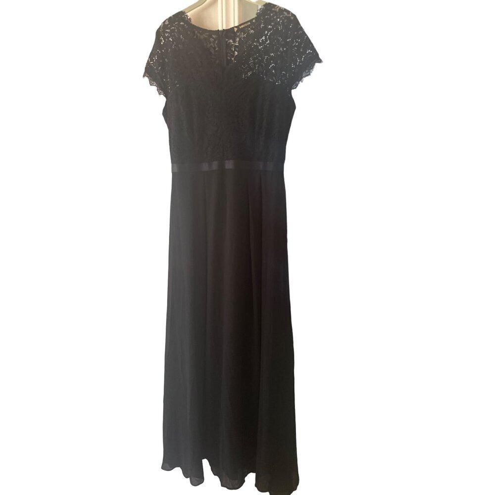 Miusol Long Black Lace Bodice Full Skirt Formal Dress Size Large